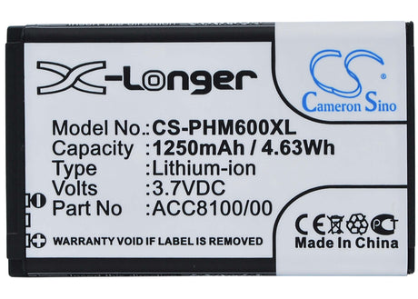 3.7V, Li-ion, 1250mAh, Recorder battery fits Philips, 8403 810 00011, Dpm6000, Dpm7000, 4.63Wh Recorder Cameron Sino Technology Limited