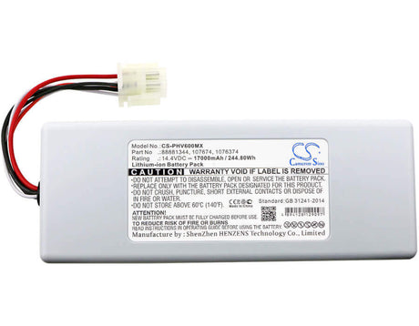 14.4V, Li-ion, 17000mAh, Medical battery fits Philips, 1056921, Respirateur V60, Respirateur V60s, 244.80Wh Medical Cameron Sino Technology Limited (Medical)