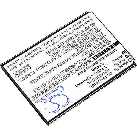 3.7V, Li-ion, 1200mAh, SmartPhone battery fits Philips, Ab1400bwml, S301, S308, 4.44Wh Mobile, SmartPhone Cameron Sino Technology Limited (Smartphone)