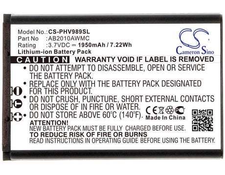 3.7V, Li-ion, 1950mAh, SmartPhone battery fits Philips, Ab2010awmc, V800, V989, 7.22Wh Mobile, SmartPhone Cameron Sino Technology Limited (Smartphone)