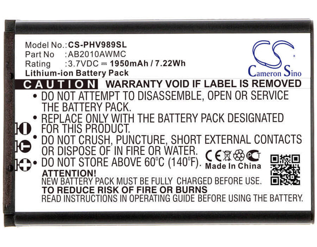 3.7V, Li-ion, 1950mAh, SmartPhone battery fits Philips, Ab2010awmc, V800, V989, 7.22Wh Mobile, SmartPhone Cameron Sino Technology Limited (Smartphone)