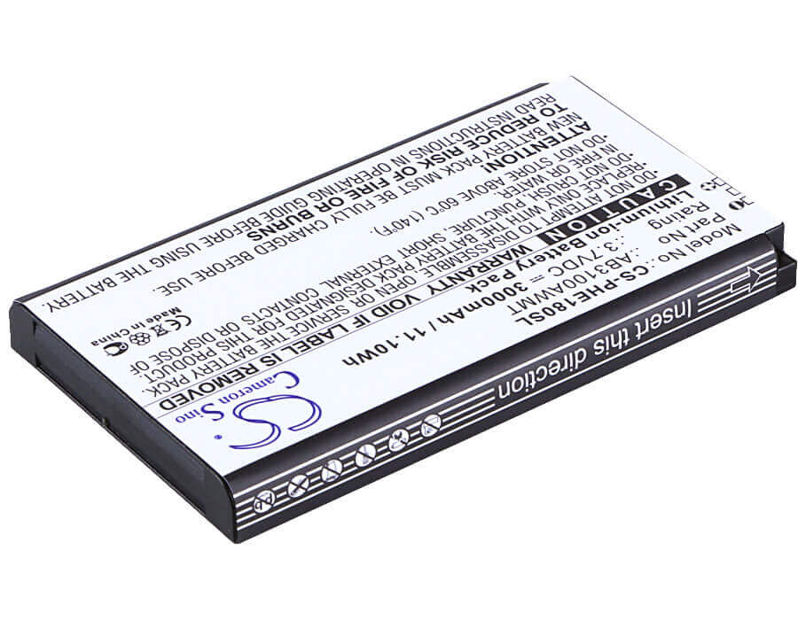 3.7V, Li-ion, 3000mAh, SmartPhone battery fits Philips, Ab3100awmc, Cte180bk, Cte180bk/00, 11.1Wh Mobile, SmartPhone Cameron Sino Technology Limited (Smartphone)