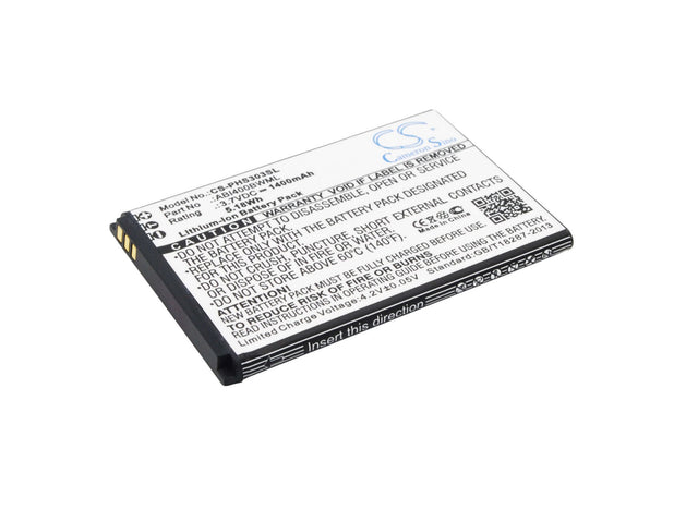 3.7V, Li-ion, 1400mAh, SmartPhone battery fits Philips, Abi400bwml, Xenium S301, Xenium S308, 5.18Wh Mobile, SmartPhone Cameron Sino Technology Limited (Suspended)