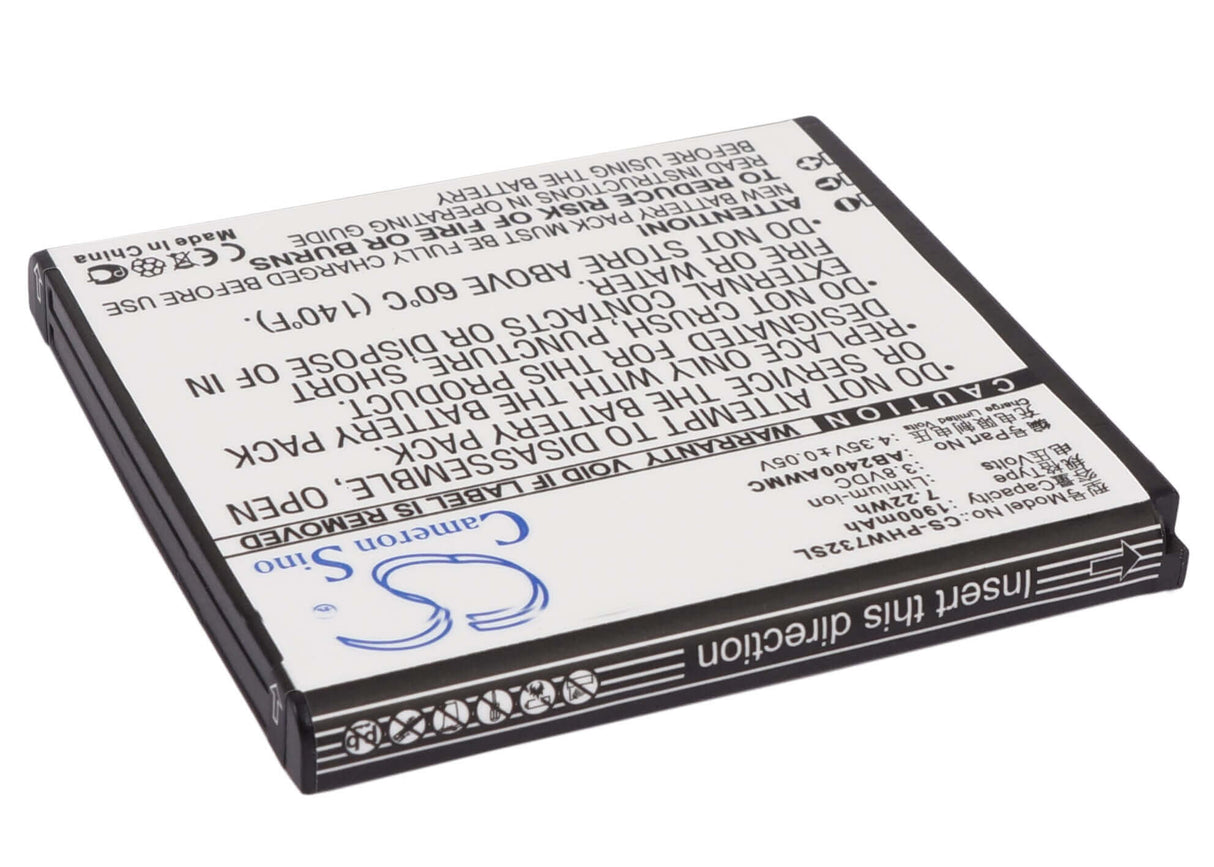 3.8V, Li-ion, 1900mAh, SmartPhone battery fits Philips, Ab2400awmc, D833, W6500, 7.22Wh Mobile, SmartPhone Cameron Sino Technology Limited (Smartphone)