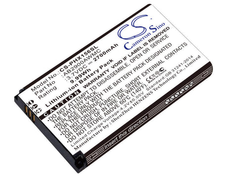 3.7V, Li-ion, 2700mAh, SmartPhone battery fits Philips, Ab2900awmc, Ctx1560, Ctx5500, 9.99Wh Mobile, SmartPhone Cameron Sino Technology Limited (Smartphone)