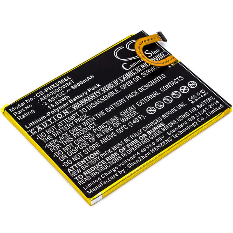 3.85V, Li-Polymer, 3900mAh, SmartPhone battery fits Philips, Ab4000dwmt, Xenium Ctx596, Xenium X596, 15.02Wh Mobile, SmartPhone Cameron Sino Technology Limited (Smartphone)