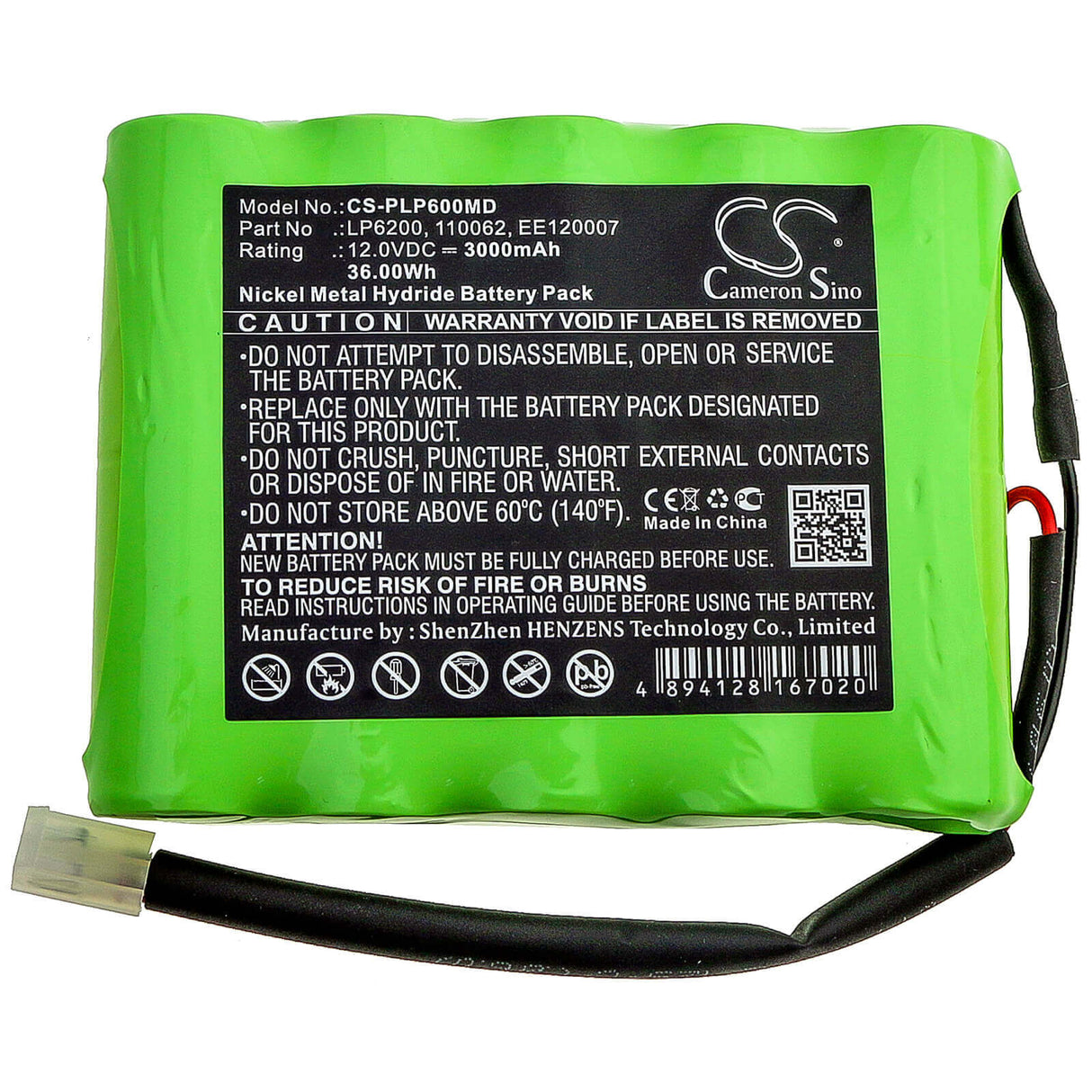 12.0V, Ni-MH, 3000mAh, Medical battery fits Physio-control, 110062, 7 Defibrillator, Lifepak 6, 36.00Wh Medical Cameron Sino Technology Limited (Medical)