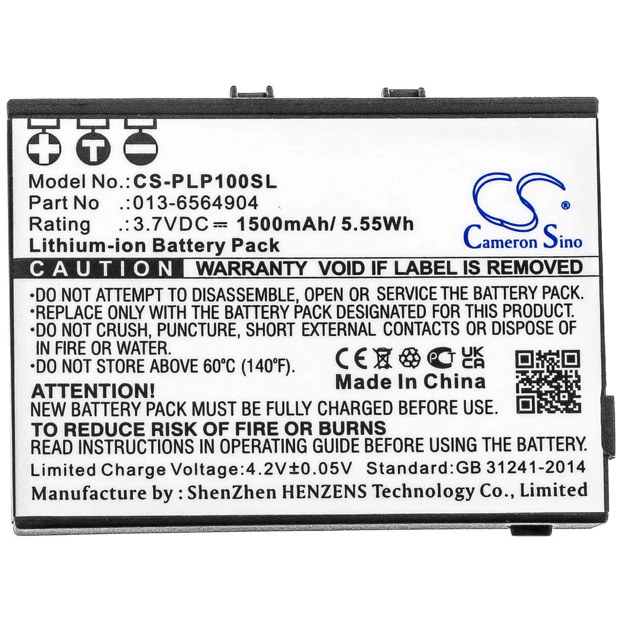 3.7V, Li-ion, 1500mAh, Media Player battery fits Plextalk, 013-6564904, Pocket Daisy Player Ptp1, Ptp1, 5.55Wh Media Player Cameron Sino Technology Limited