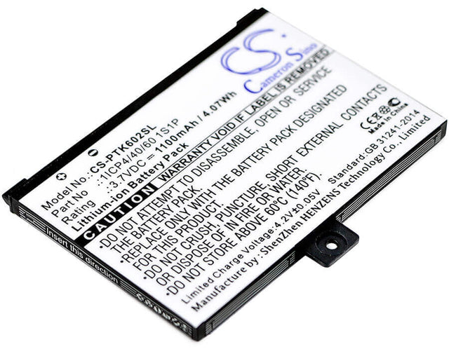 3.7V, Li-ion, 1100mAh, E-book, E-reader battery fits Pocketbook, 1icp4/40/60 1s1p, Pro 602, Pro 603, 4.07Wh E-book, E-reader Cameron Sino Technology Limited