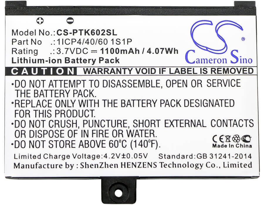 3.7V, Li-ion, 1100mAh, E-book, E-reader battery fits Pocketbook, 1icp4/40/60 1s1p, Pro 602, Pro 603, 4.07Wh E-book, E-reader Cameron Sino Technology Limited