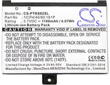 3.7V, Li-ion, 1100mAh, E-book, E-reader battery fits Pocketbook, 1icp4/40/60 1s1p, Pro 602, Pro 603, 4.07Wh E-book, E-reader Cameron Sino Technology Limited