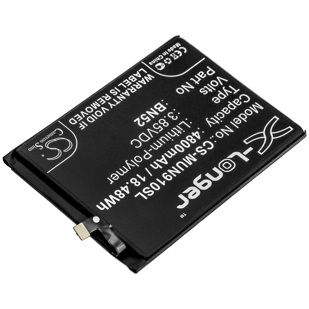 3.85V, Li-Polymer, 4800mAh, SmartPhone battery fits Pocophone, Redmi, Bn52, M2003j6ci, Poco M2 Pro, 18.48Wh Mobile, SmartPhone Cameron Sino Technology Limited (Smartphone)