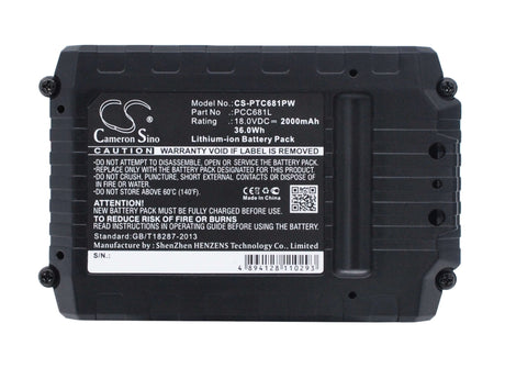 18.0V, Li-ion, 2000mAh, Power Tools battery fits Stanley, Black & Decker, Porter Cable, (V1), Fmc687l, Asd18 Typ 1, Asd18 Typ 2, 36Wh Power Tools Cameron Sino Technology Limited (Power Tools)
