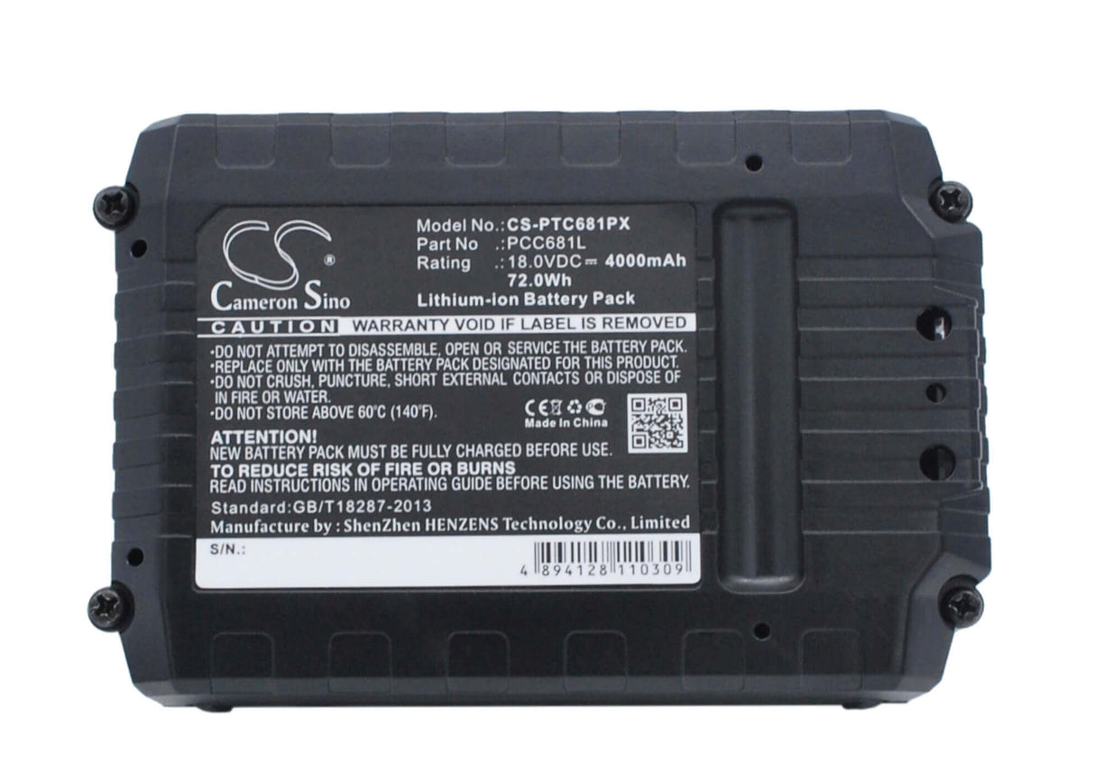 18.0V, Li-ion, 4000mAh, Power Tools battery fits Stanley, Black & Decker, Porter Cable, Fmc687l, Asd18 Typ 1, Asd18 Typ 2, 72Wh Power Tools Cameron Sino Technology Limited (Power Tools)