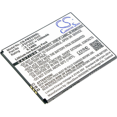 3.7V, Li-ion, 1550mAh, SmartPhone battery fits Prestigio, Psp5551 Duo, Grace S5, Psp5551 Duo, 5.74Wh Mobile, SmartPhone Cameron Sino Technology Limited (Smartphone)