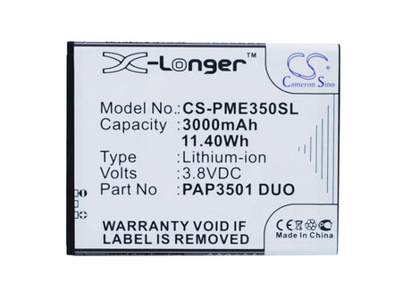 3.8V, Li-ion, 3000mAh, SmartPhone battery fits Prestigio, Pap3501 Duo, Multiphone 3501 Duo, 11.4Wh Mobile, SmartPhone Cameron Sino Technology Limited (Suspended)