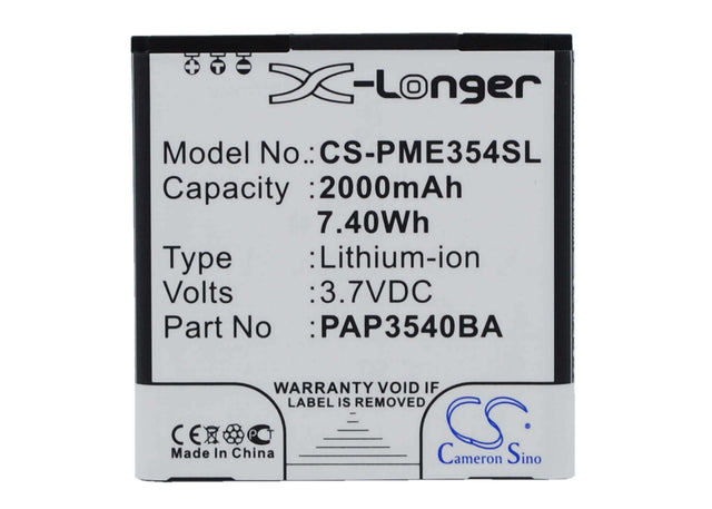 3.7V, Li-ion, 2000mAh, SmartPhone battery fits Prestigio, Pap3540 Duo, Multiphone 3540 Duo, 7.4Wh Mobile, SmartPhone Cameron Sino Technology Limited (Smartphone)