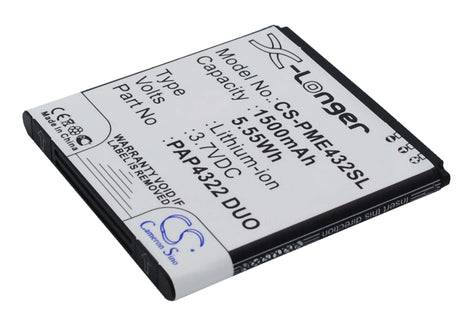 3.7V, Li-ion, 1500mAh, SmartPhone battery fits Prestigio, Pap4322 Duo, Multiphone 4322 Duo, 5.55Wh Mobile, SmartPhone Cameron Sino Technology Limited (Smartphone)