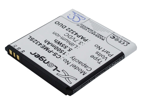 3.7V, Li-ion, 1500mAh, SmartPhone battery fits Prestigio, Pap4322 Duo, Multiphone 4322 Duo, 5.55Wh Mobile, SmartPhone Cameron Sino Technology Limited (Smartphone)