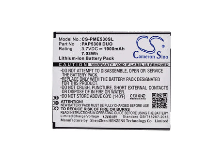 3.7V, Li-ion, 1900mAh, SmartPhone battery fits Prestigio, Pap5300 Duo, Multiphone 5300 Duo, 7.03Wh Mobile, SmartPhone Cameron Sino Technology Limited (Smartphone)
