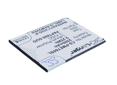 3.7V, Li-Polymer, 2500mAh, SmartPhone battery fits Prestigio, Pap7600 Duo, Multiphone 7600 Duo, 9.25Wh Mobile, SmartPhone Cameron Sino Technology Limited (Smartphone)