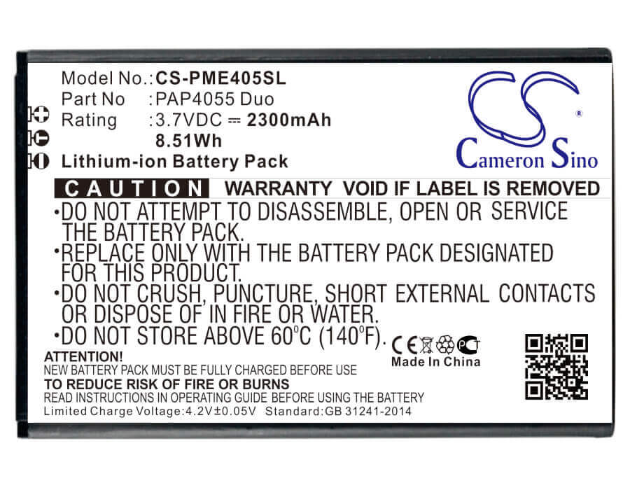 Battery For Prestigio Pap4055 Duo, Multiphone Pap4055 Duo, Multiphone 4055 Duo 3.7v, 2300mah - 8.51wh Batteries for Electronics Cameron Sino Technology Limited (Suspended)   