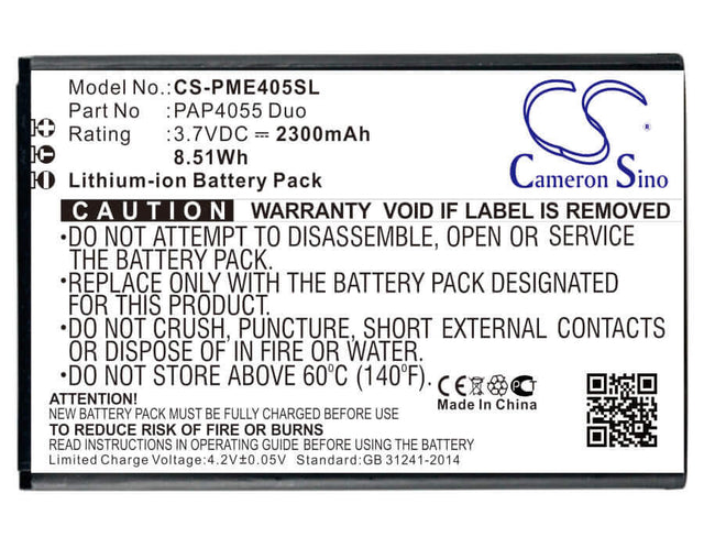 Battery For Prestigio Pap4055 Duo, Multiphone Pap4055 Duo, Multiphone 4055 Duo 3.7v, 2300mah - 8.51wh Batteries for Electronics Cameron Sino Technology Limited (Suspended)   
