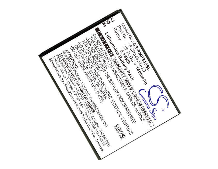 3.7V, Li-ion, 1400mAh, SmartPhone battery fits Prestigio, Psp3453 Duo, Psp3453 Duo, 5.18Wh Mobile, SmartPhone Cameron Sino Technology Limited (Smartphone)