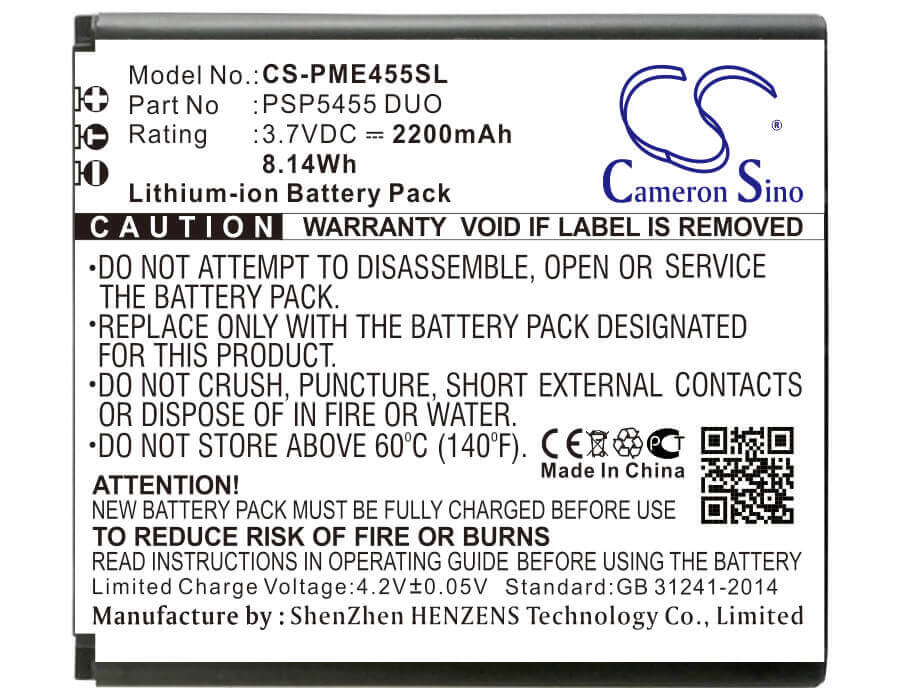 Battery For Prestigio Psp5455 Duo 3.7v, 2200mah - 8.14wh Batteries for Electronics Cameron Sino Technology Limited (Suspended)