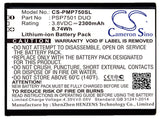 3.8V, Li-ion, 2300mAh, SmartPhone battery fits Prestigio, Psp7501 Duo, Psp7501 Duo, 8.74Wh Mobile, SmartPhone Cameron Sino Technology Limited (Smartphone)