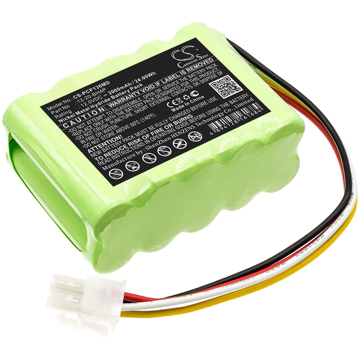 12.0V, Ni-MH, 2000mAh, Medical battery fits Prism, 12-20-bh4p, Cp-136, Cp136 Ceiling Hoist Motos, 24.00Wh Medical Cameron Sino Technology Limited (Medical)