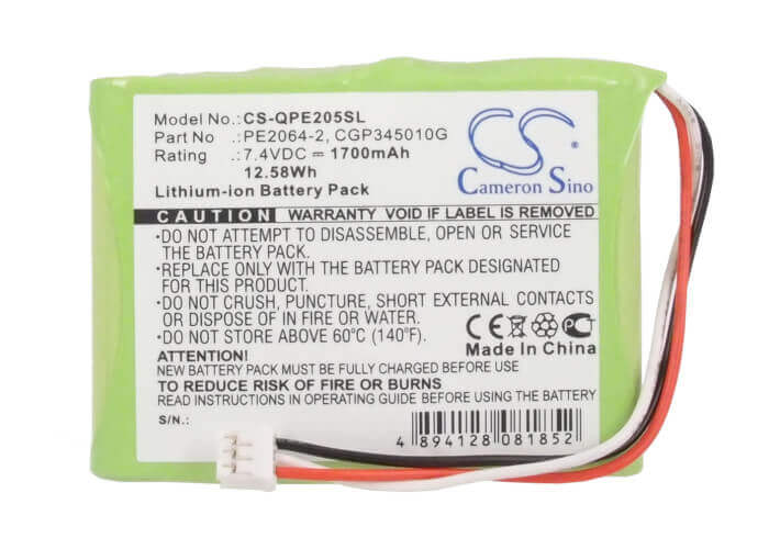 7.4V, Li-ion, 1700mAh, Media Player battery fits Q-sonic, Cgp345010g, Multimedia X-dream-player, Pe-2058, 12.58Wh Media Player Cameron Sino Technology Limited