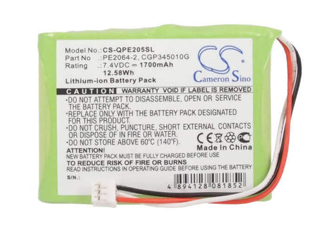 7.4V, Li-ion, 1700mAh, Media Player battery fits Q-sonic, Cgp345010g, Multimedia X-dream-player, Pe-2058, 12.58Wh Media Player Cameron Sino Technology Limited