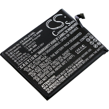 3.85V, Li-Polymer, 3920mAh, SmartPhone battery fits Qiku, Qk-399, N5, N51605-a01, 15.09Wh Mobile, SmartPhone Cameron Sino Technology Limited (Suspended)