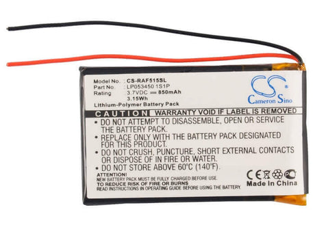 3.7V, Li-Polymer, 850mAh, GPS battery fits Rac, Lp053450 1s1p, 515f, 3.15Wh GPS, Navigator Cameron Sino Technology Limited (Suspended)