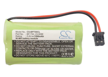 2.4V, Ni-MH, 1200mAh, Cordless Phone battery fits Radio Shack, Sony, V Tech, Sanyo, 23-9086, 239086, 9601943, 2.88Wh Cordless Phone Cameron Sino Technology Limited (Cordless Phone)