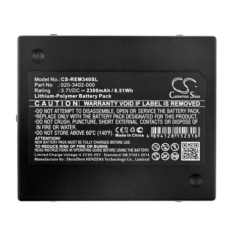 3.7V, Li-Polymer, 2300mAh, Equipment battery fits Rae Systems, 20-3402-000, QRAE II, Qrae Ii Gas Monitor Detector, 8.51Wh Equipment, Survey, Test Cameron Sino Technology Limited