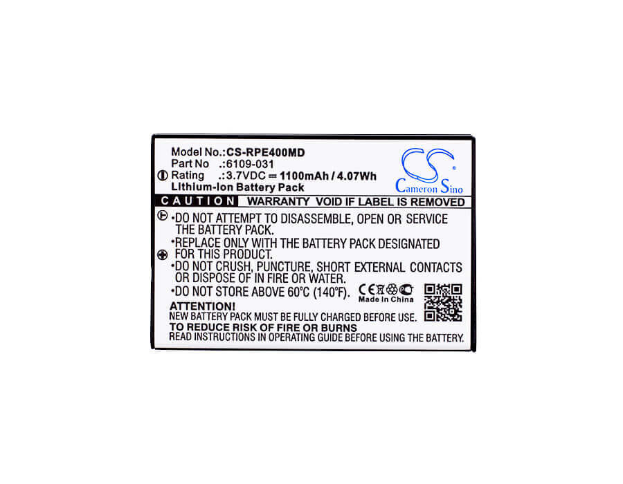 3.7V, Li-ion, 1100mAh, Medical battery fits Rainin, Mettlertoledo, 6109-031, E4 Xls+, 4.07Wh Medical Cameron Sino Technology Limited (Medical)