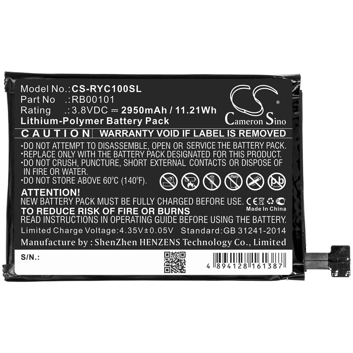 3.8V, Li-Polymer, 2950mAh, Remote Control battery fits Ray Enterprises, Ray Super Remote, Rc100, 11.21Wh Remote Control Cameron Sino Technology Limited