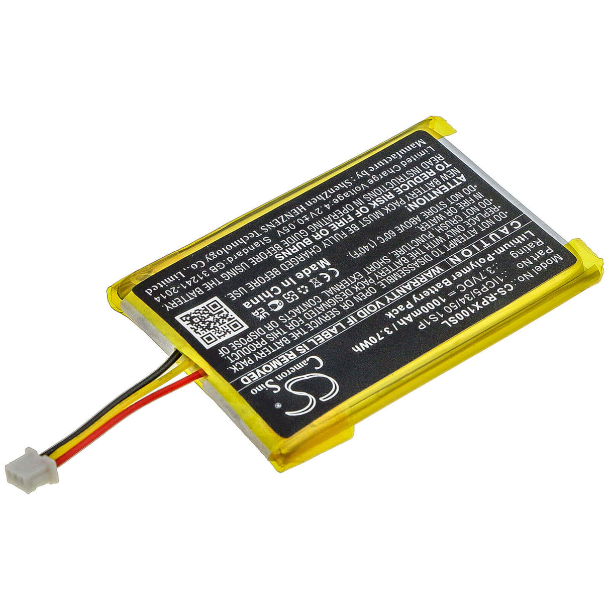 3.7V, Li-Polymer, 1000mAh, Headset battery fits Razer, 1icp5/34/50 1s1p, Nari Essential, Opus X, 3.7Wh Wireless Headset Cameron Sino Technology Limited