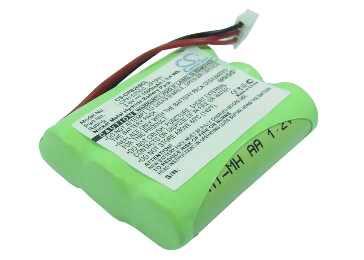 3.6V, Ni-MH, 1500mAh, Cordless Phone battery fits Rca, 180aah-2699, 25450, 25450re3, 5.4Wh Cordless Phone Cameron Sino Technology Limited (Suspended)