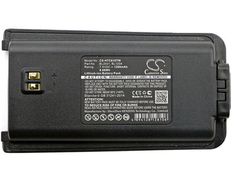 7.4V, Li-ion, 1200mAh, Two-Way Radio battery fits Hytera, Hyt, Bl1204, Tc-610, Tc-610p, 8.88Wh Two-Way Radio Cameron Sino Technology Limited