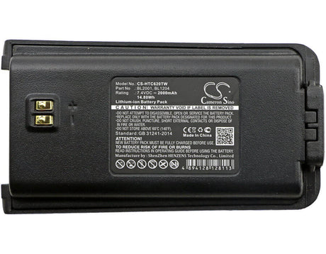 7.4V, Li-ion, 2000mAh, Two-Way Radio battery fits Hyt, Hytera, Bl1204, Tc-610, Tc-610p, 14.8Wh Two-Way Radio Cameron Sino Technology Limited
