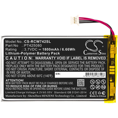3.7V, Li-Polymer, 1500mAh, Tablet battery fits Rca, Pt425080, Rct6773w22, Rct6773w22b, 5.55Wh Tablet Cameron Sino Technology Limited