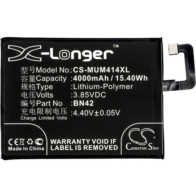 3.85V, Li-Polymer, 4000mAh, SmartPhone battery fits Xiaomi, Redmi, Bn42, 2016090, 4 Standard Edition, 15.4Wh Mobile, SmartPhone Cameron Sino Technology Limited (Smartphone)