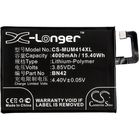3.85V, Li-Polymer, 4000mAh, SmartPhone battery fits Xiaomi, Redmi, Bn42, 2016090, 4 Standard Edition, 15.4Wh Mobile, SmartPhone Cameron Sino Technology Limited (Smartphone)