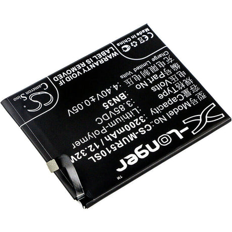 3.85V, Li-Polymer, 3200mAh, SmartPhone battery fits Xiaomi, Redmi, Bn35, 5, 12.32Wh Mobile, SmartPhone Cameron Sino Technology Limited (Smartphone)