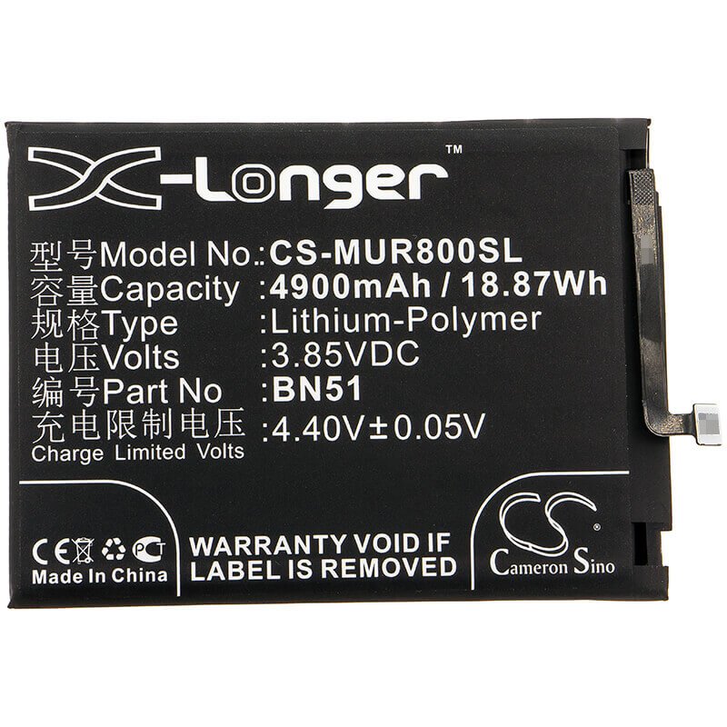 3.85V, Li-Polymer, 4900mAh, SmartPhone battery fits Redmi, Xiaomi, Bn51, 8, 8a, 18.87Wh Mobile, SmartPhone Cameron Sino Technology Limited (Smartphone)