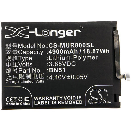 3.85V, Li-Polymer, 4900mAh, SmartPhone battery fits Redmi, Xiaomi, Bn51, 8, 8a, 18.87Wh Mobile, SmartPhone Cameron Sino Technology Limited (Smartphone)