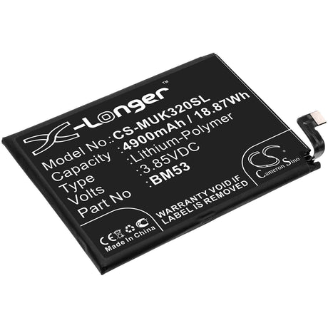 3.85V, Li-Polymer, 4900mAh, SmartPhone battery fits Xiaomi, Redmi, Bm53, K30s, M2007j3sc, 18.87Wh Mobile, SmartPhone Cameron Sino Technology Limited (Smartphone)
